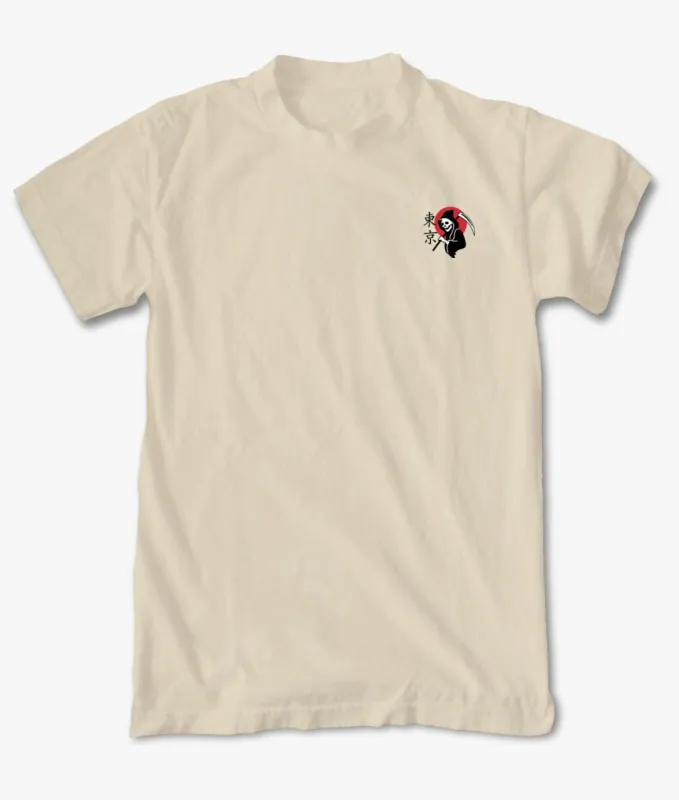 Kanji Reaper Rising Sun Embroidered Mens T-Shirt sold by riot society