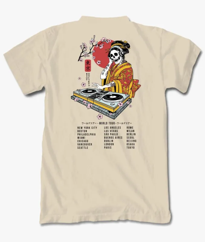 Geisha DJ World Tour Mens T-Shirt sold by riot society