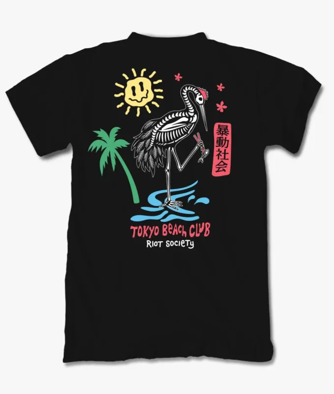 Crane Skeleton Tokyo Beach Club Womens Tee sold by riot society