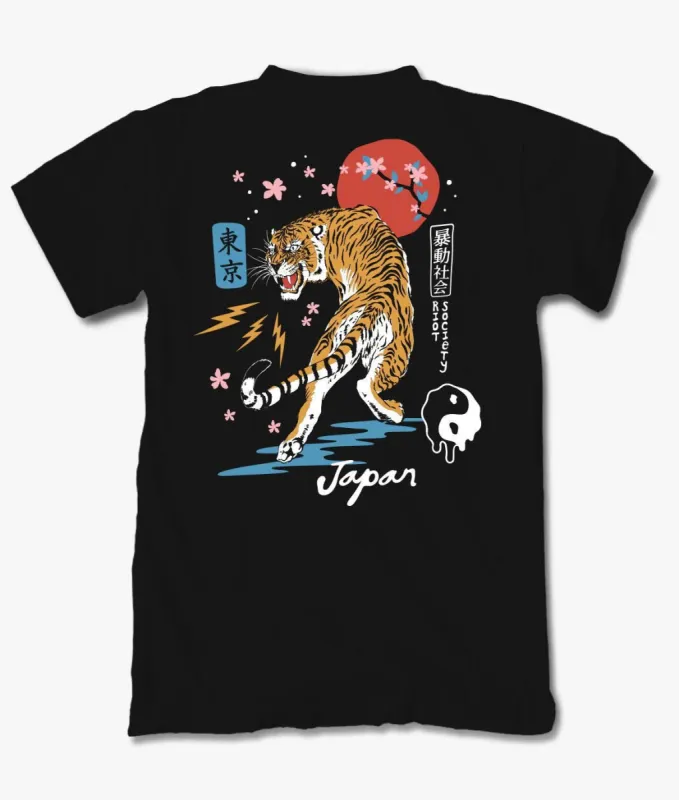 Tiger Blossom Japan Mens T-Shirt sold by riot society