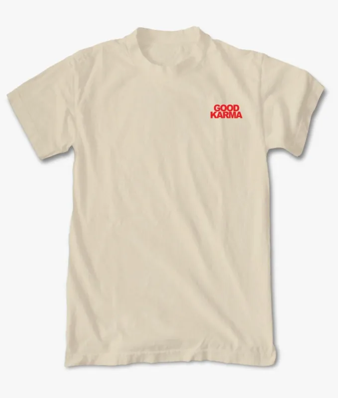 Good Karma Embroidered Mens T-Shirt sold by riot society