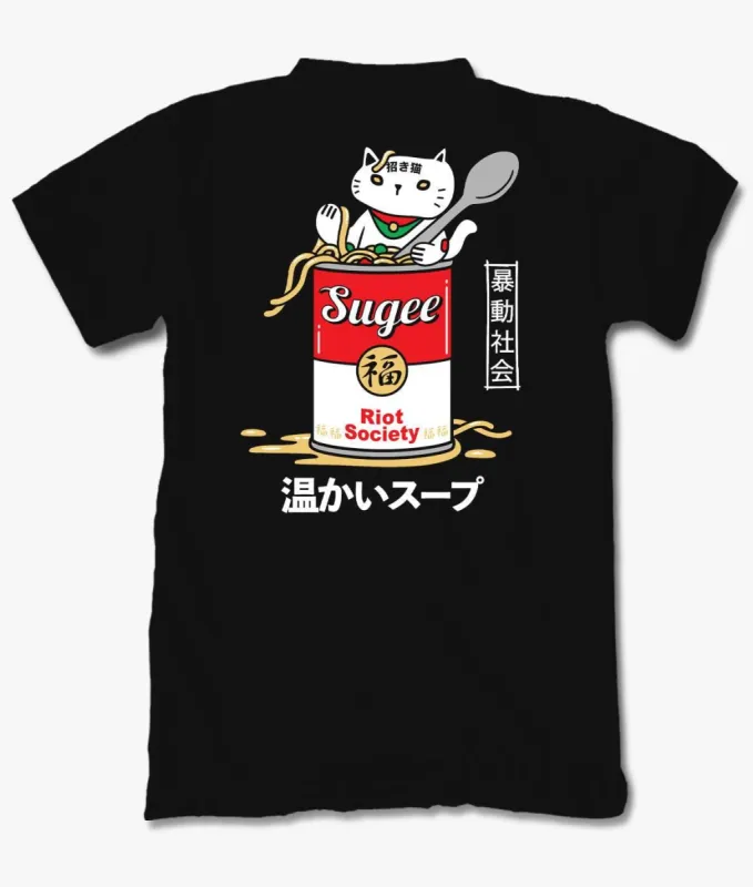 Sugee Kanji Lucky Cat Soup Mens T-Shirt sold by riot society