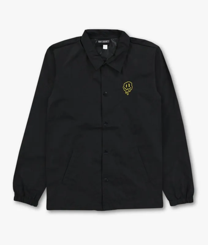 Happy Face Drip Embroidered Mens Premium Mid-Weight Coaches Jacket sold by riot society