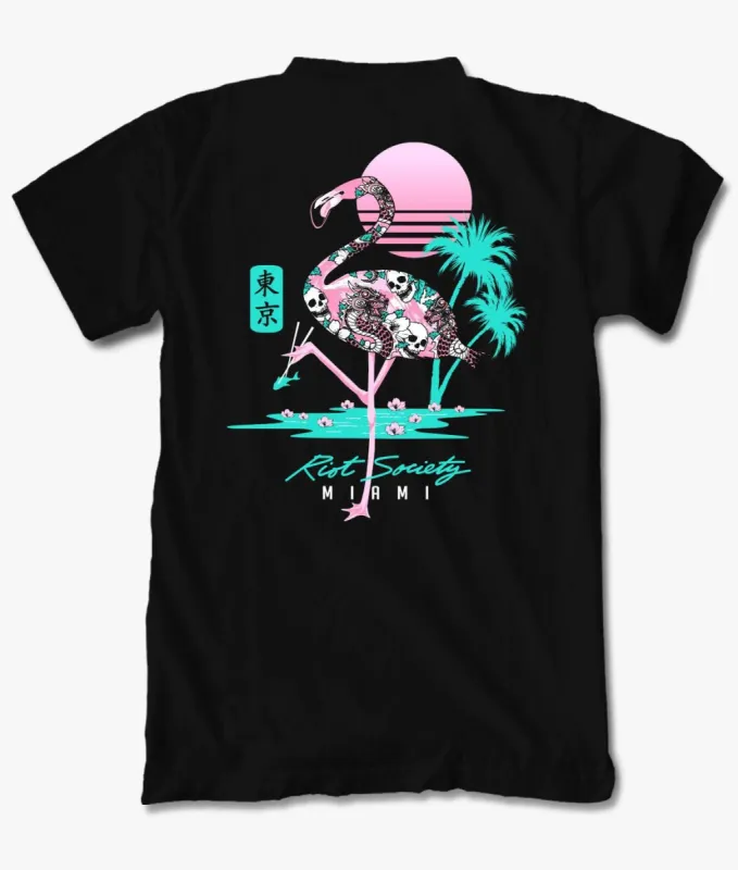 Flamingo Tattoo Kanji Womens Tee sold by riot society