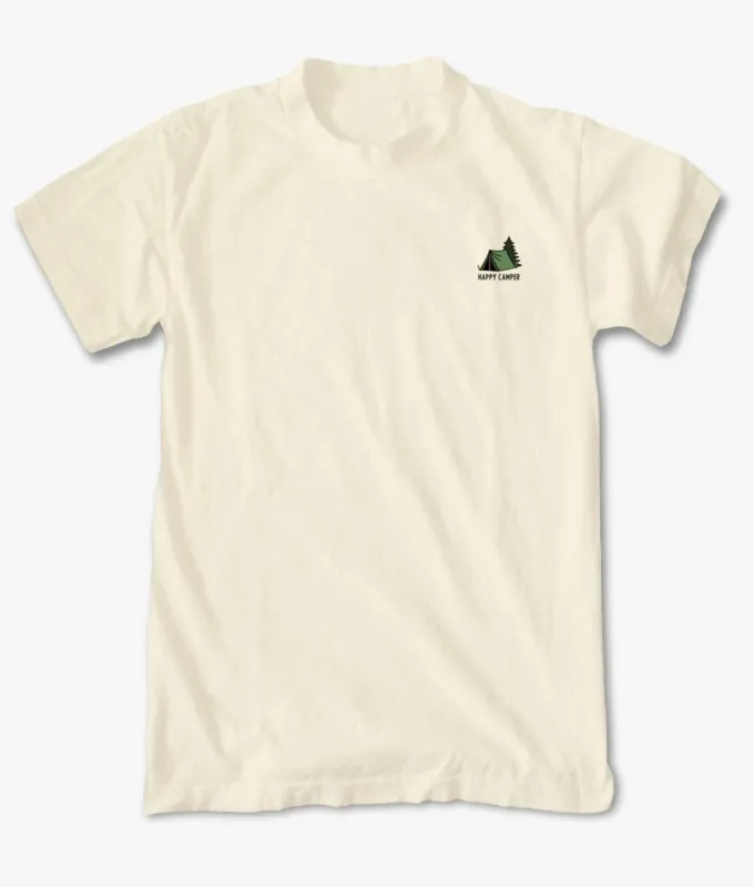 Happy Camper Embroidered Mens T-Shirt sold by riot society