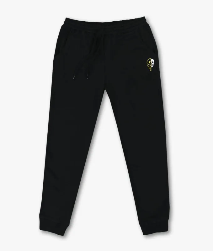 Happy Face Skull Drip Embroidered Unisex Joggers sold by riot society