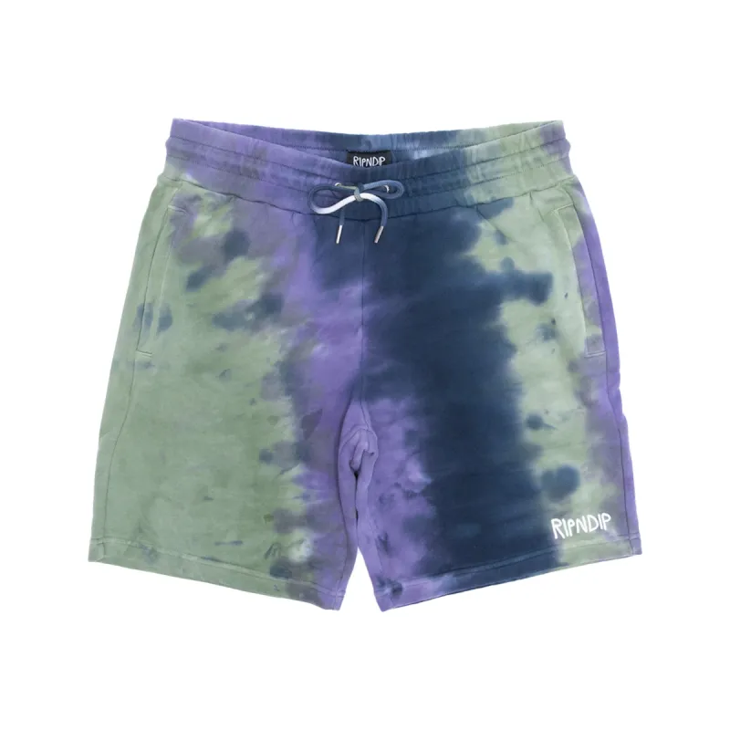 Ripndip Rubber Logo Sweatshorts (Sage/Slate Tie Dye) sold by Ripndip