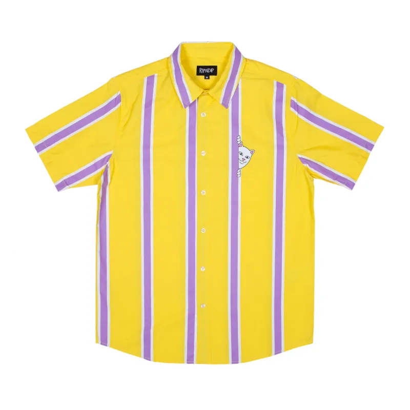 Peek A Nermal Button Up (Yellow) sold by Ripndip