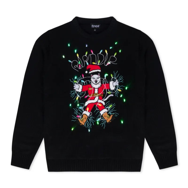 Electrifying Santa Knit Sweater (Black) sold by Ripndip