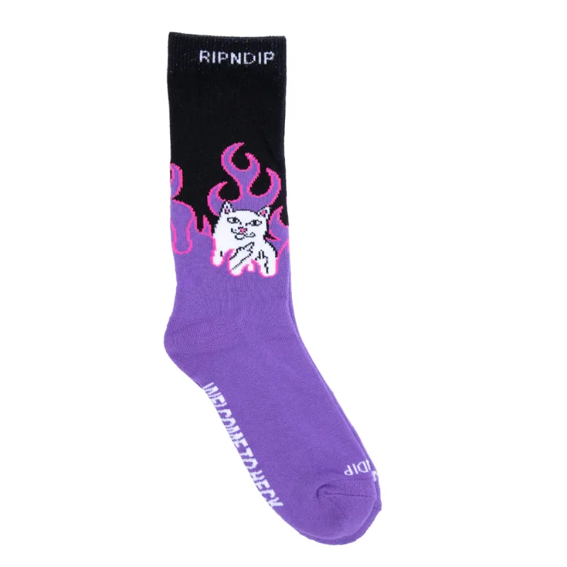 Welcome To Heck Socks (Black/Purple) sold by Ripndip