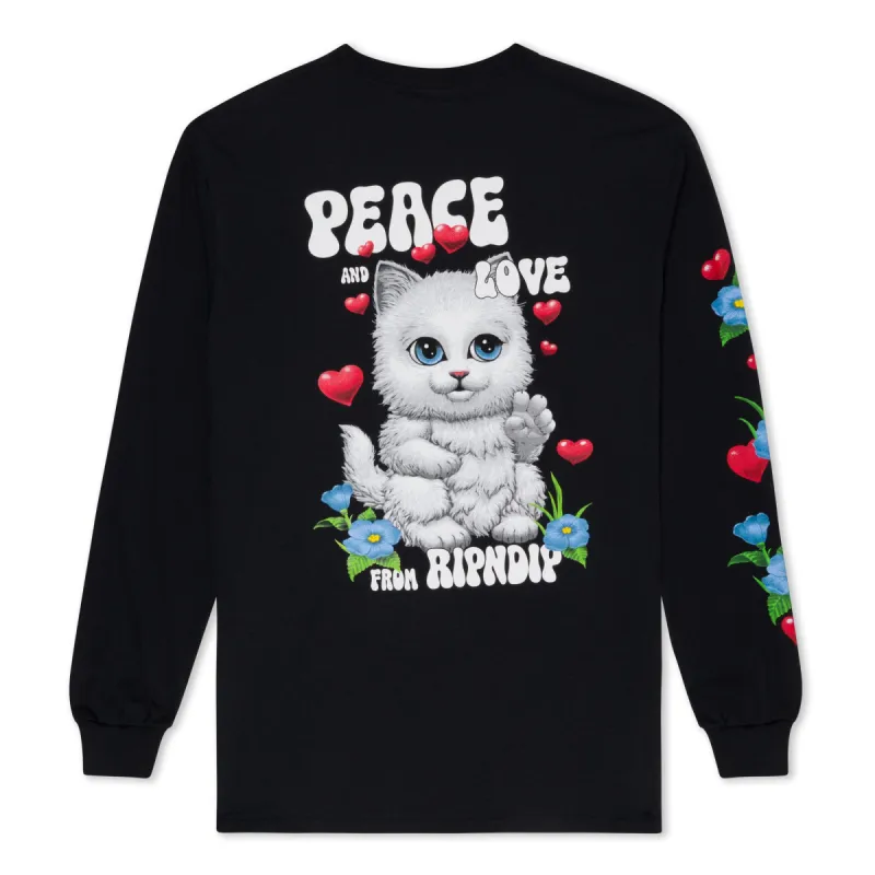 Peace Love Ripndip Long Sleeve (Black) sold by Ripndip