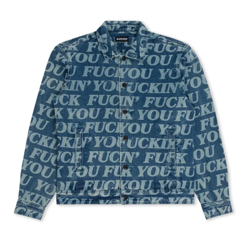Fuckin Fuck Denim Jacket (Medium Washed) sold by Ripndip