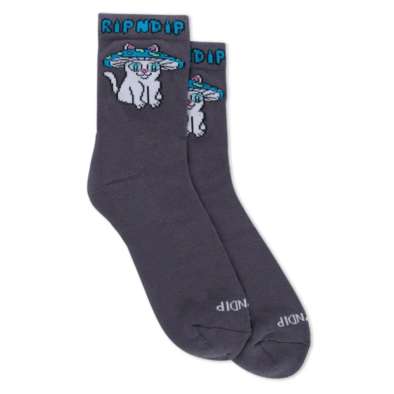 Shroom Cat Socks (Grey) sold by Ripndip