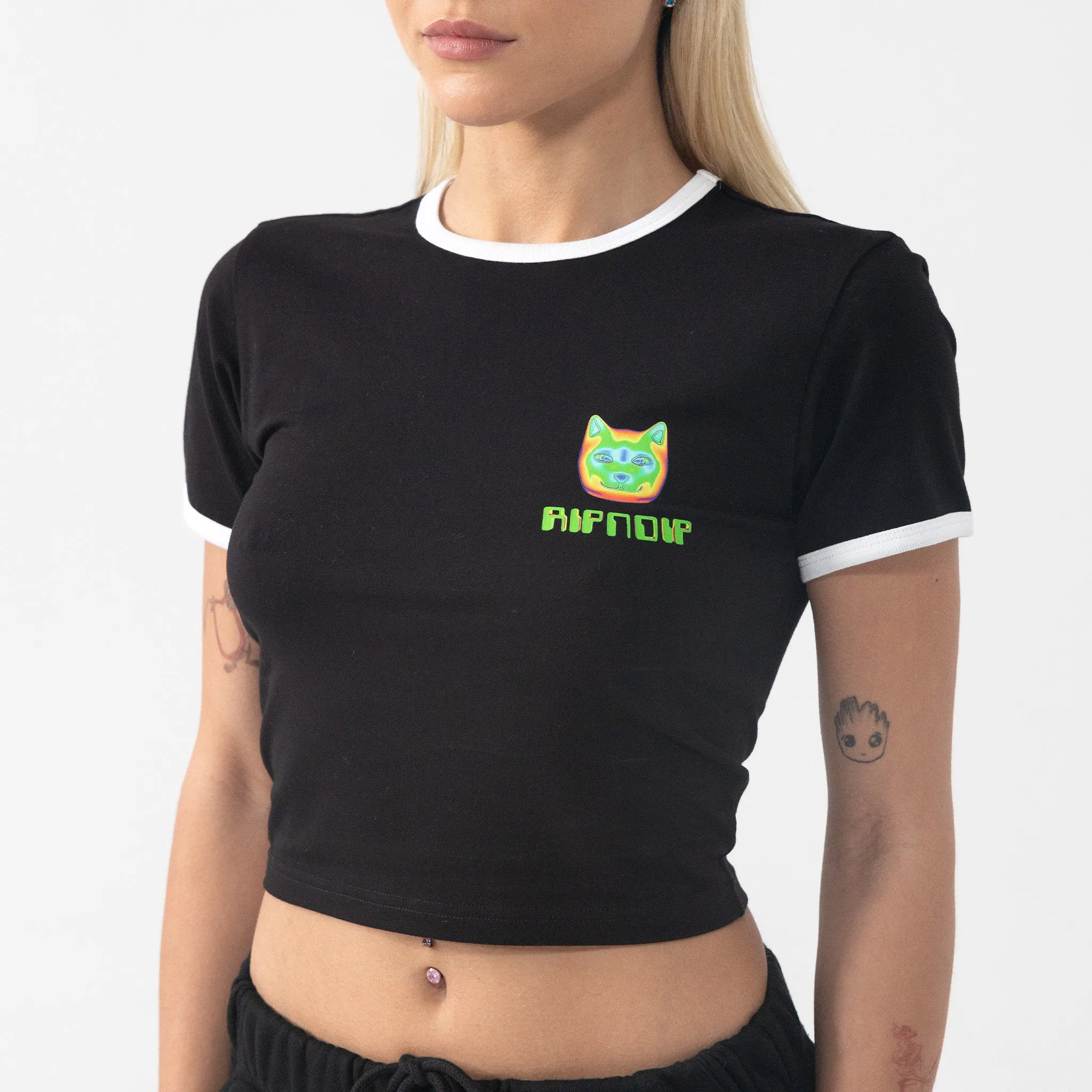 Thermal Nermal Cropped Ringer Tee (Black) sold by Ripndip product image thumbnail 2