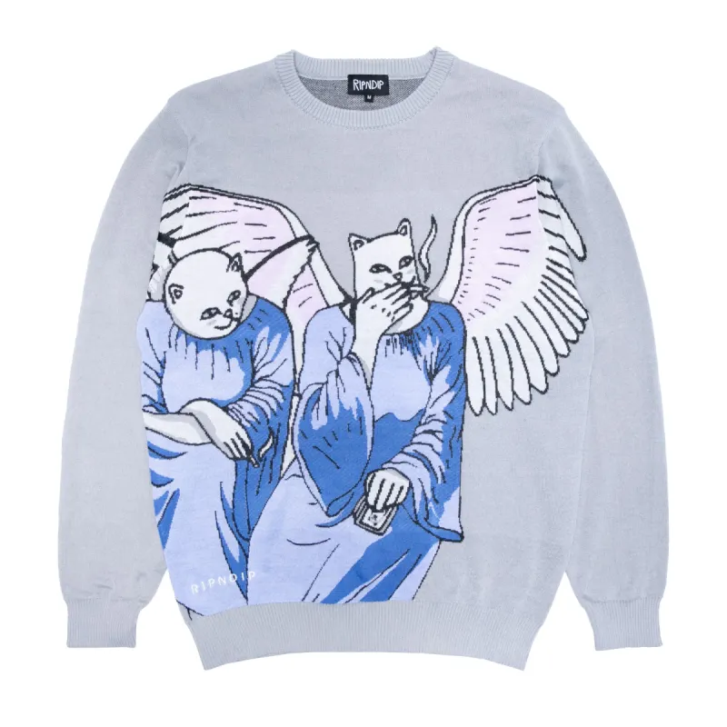 Heaven And Hell Knit Sweater (Light Blue) made by Ripndip