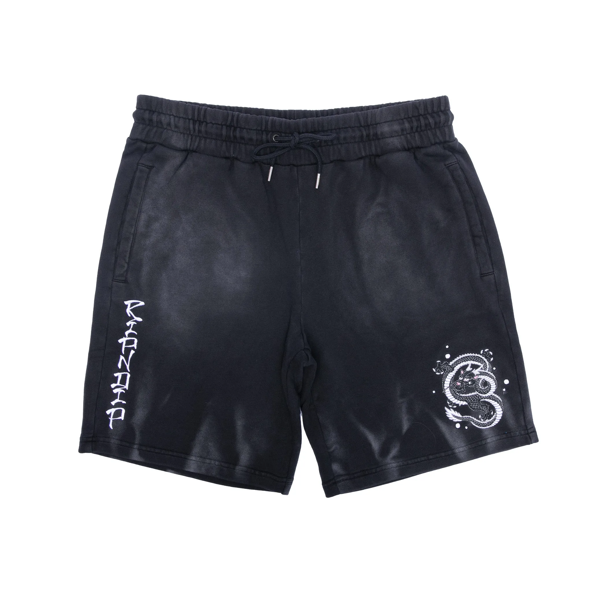 Mystic Jerm Sweatshorts (Black Faded Wash) sold by Ripndip
