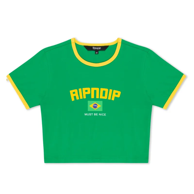 Brazil Cropped Ringer Tee (Green/Yellow) sold by Ripndip