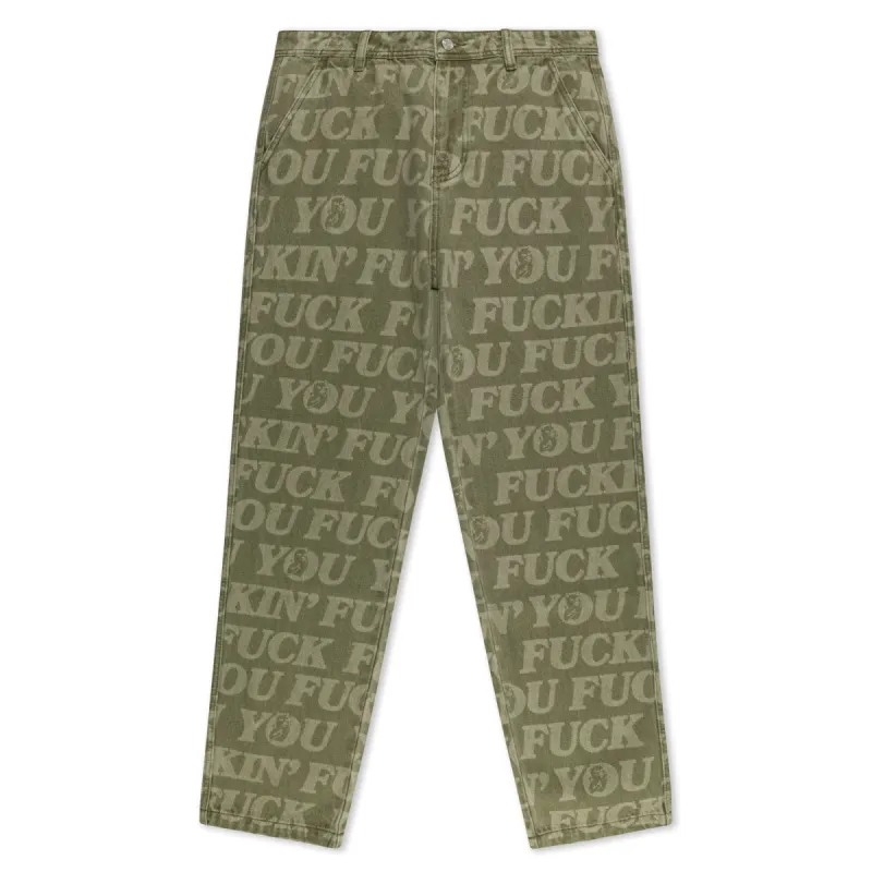 F.U.F.F. Washed Denim Pants (Light Olive Denim) sold by Ripndip