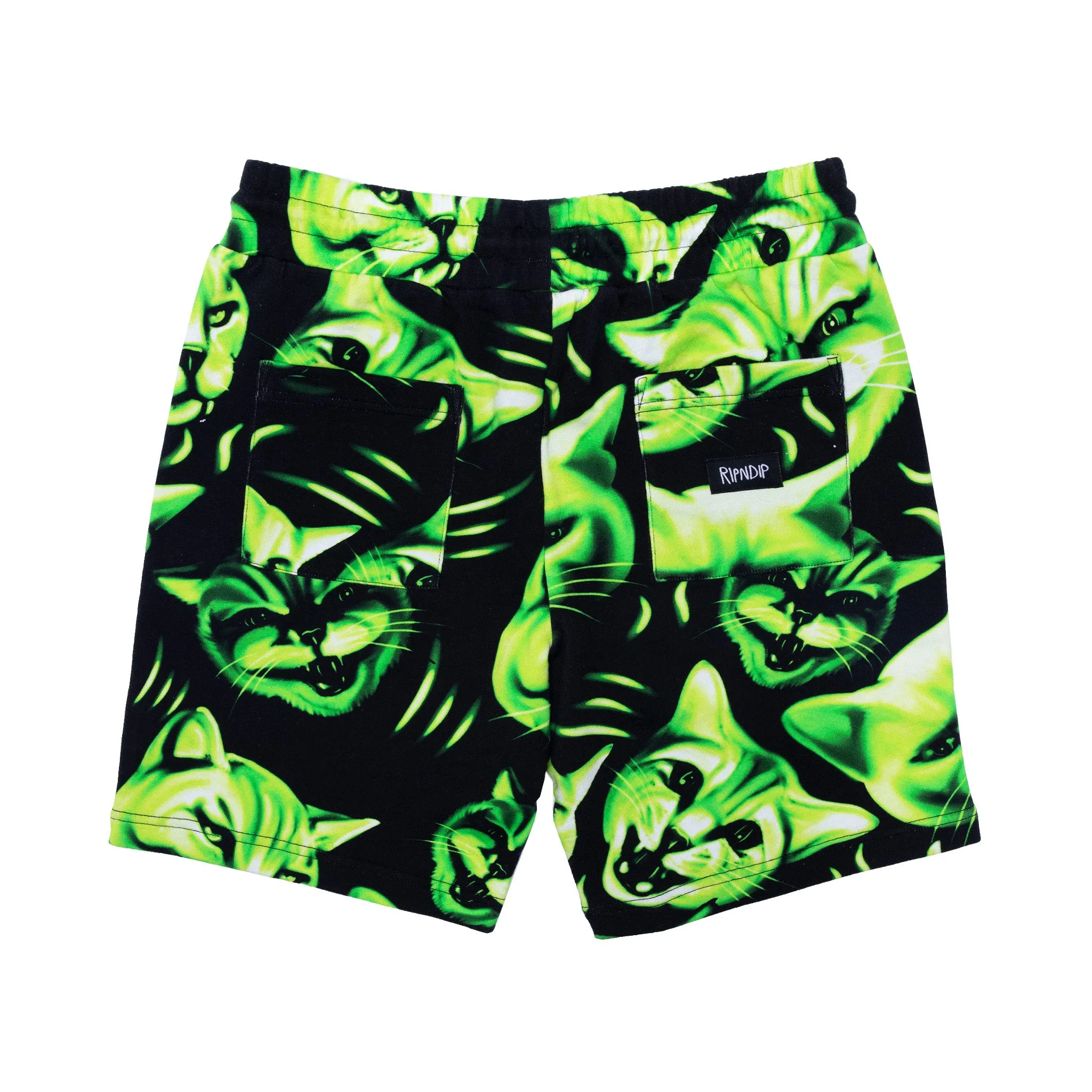 Neon Cat Sweatshorts (Black/Neon) sold by Ripndip product image thumbnail 3
