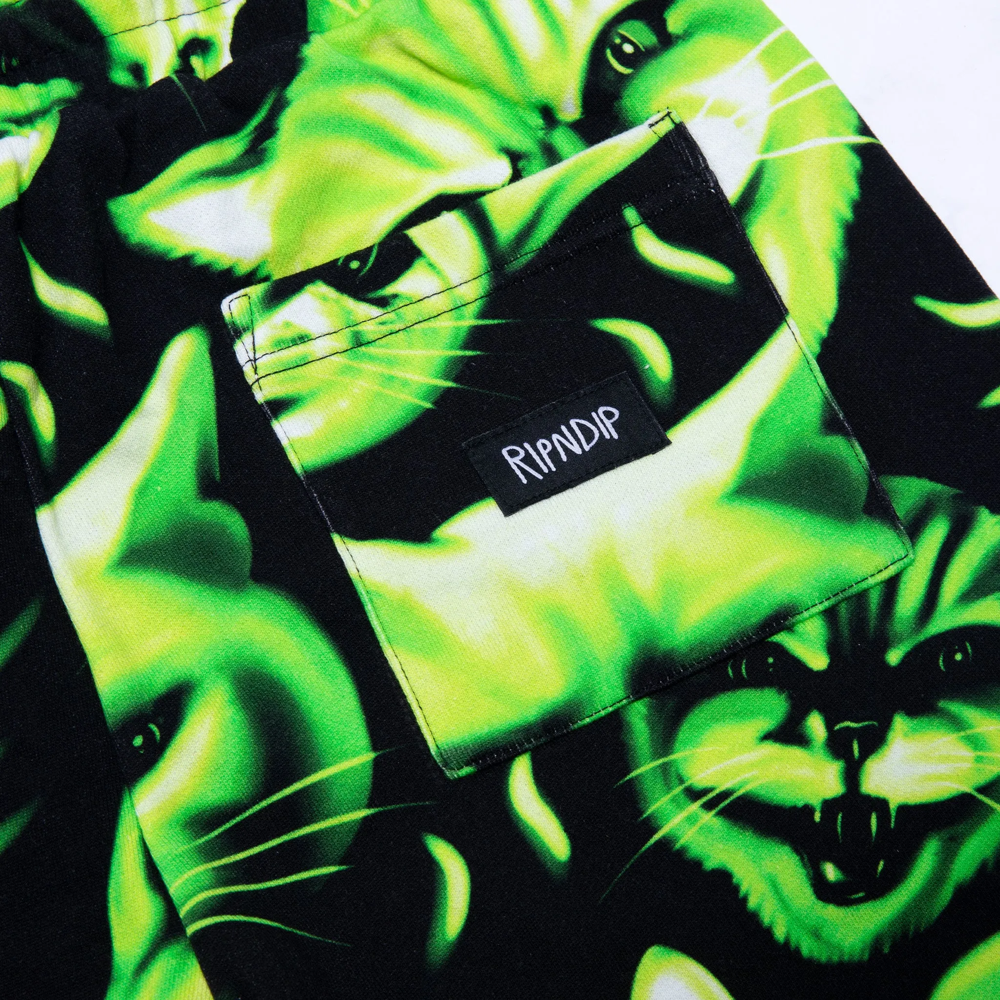 Neon Cat Sweatshorts (Black/Neon) sold by Ripndip product image thumbnail 4