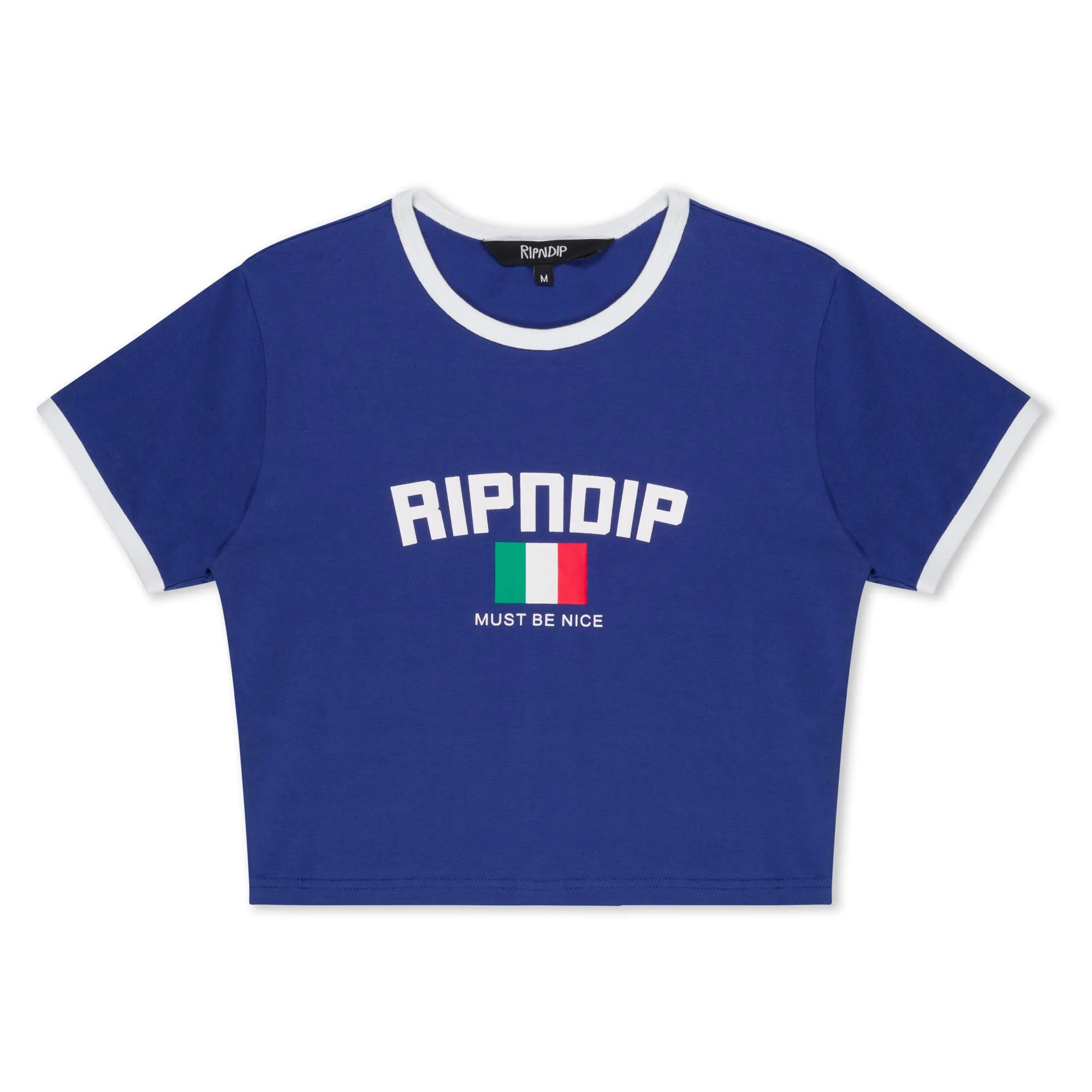 Italy Cropped Ringer Tee (Navy/White) sold by Ripndip