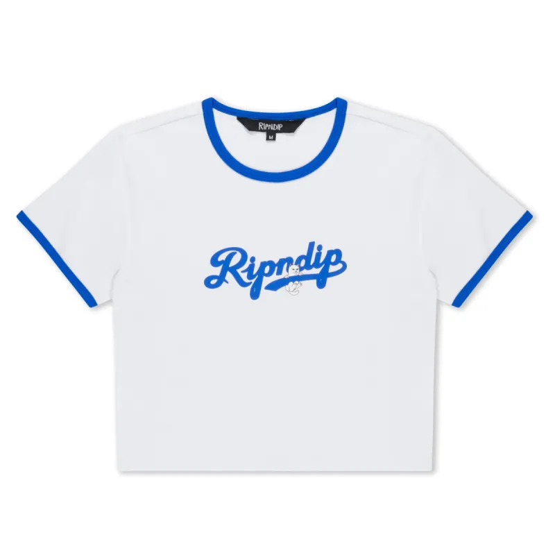 Los Ripndip Cropped Ringer Tee (White) sold by Ripndip