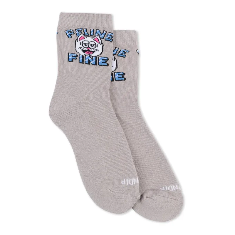 Feline Fine Mid Socks (Charcoal) sold by Ripndip