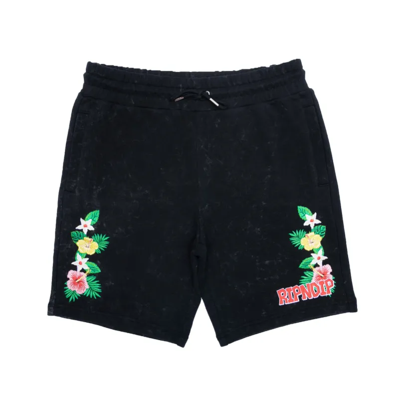 Aloha Nermal Sweatshorts (Black Mineral Wash) sold by Ripndip