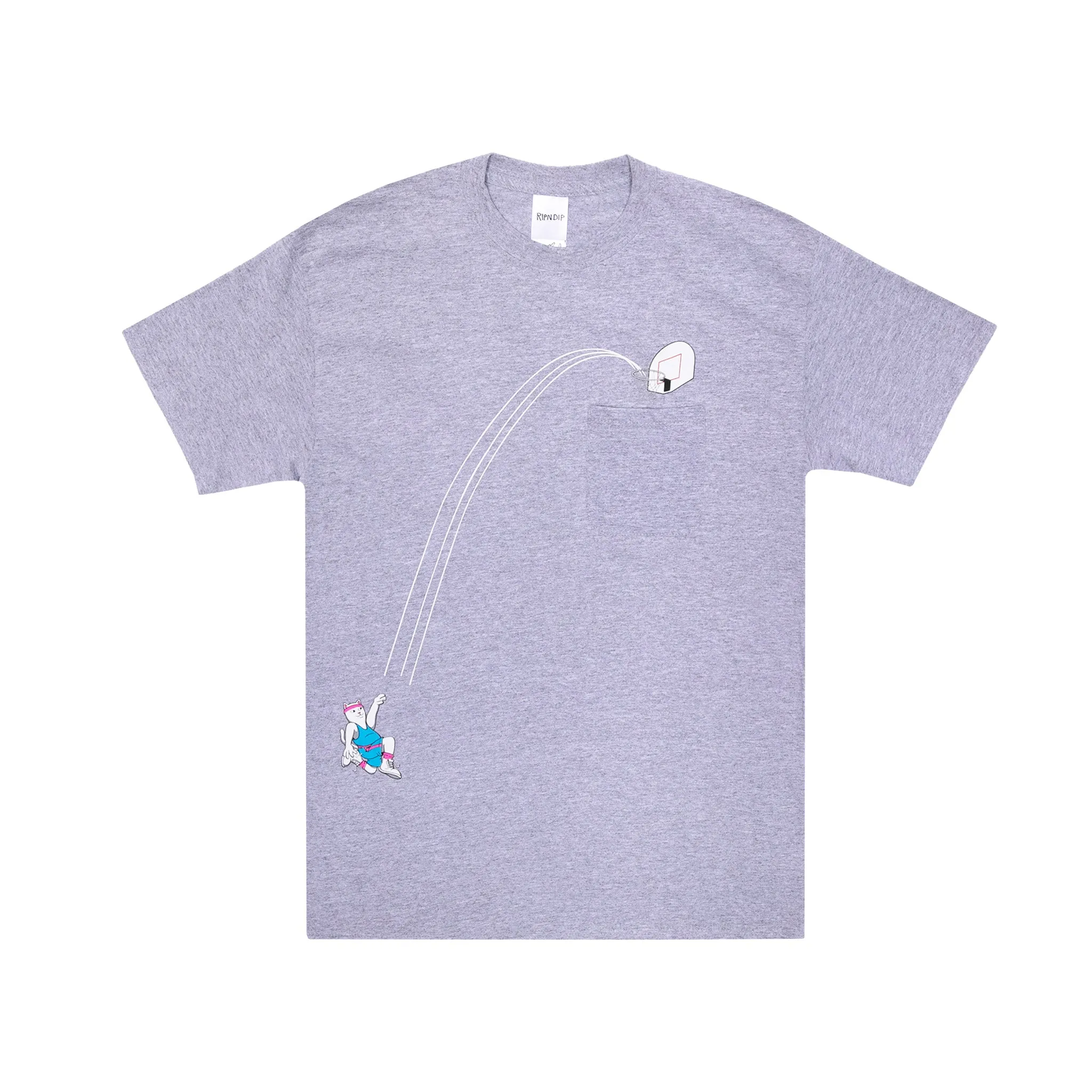 Hoops Pocket Tee (Heather Grey ) sold by Ripndip