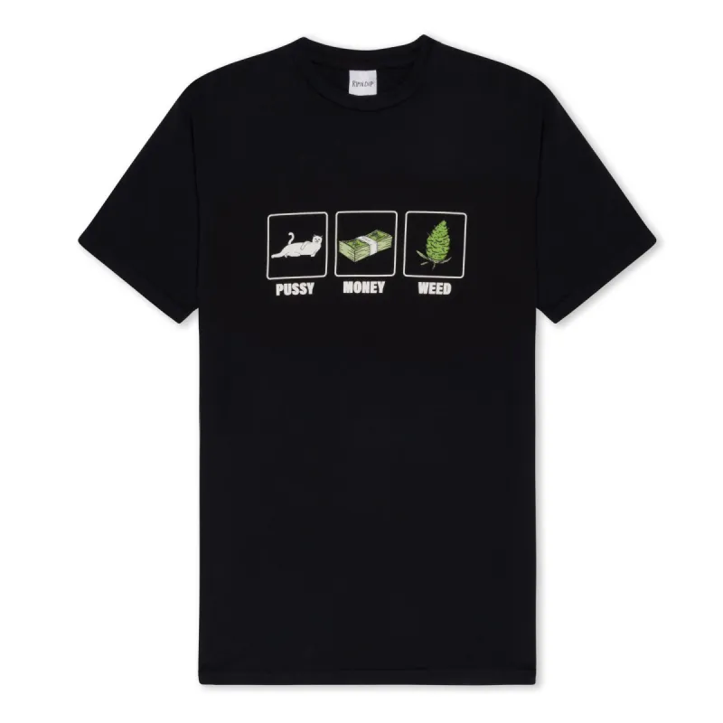 Pu$$y, Money, Weed Tee (Black) sold by Ripndip