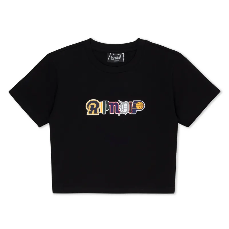 Fan Fave Cropped Baby Tee (Black) sold by Ripndip