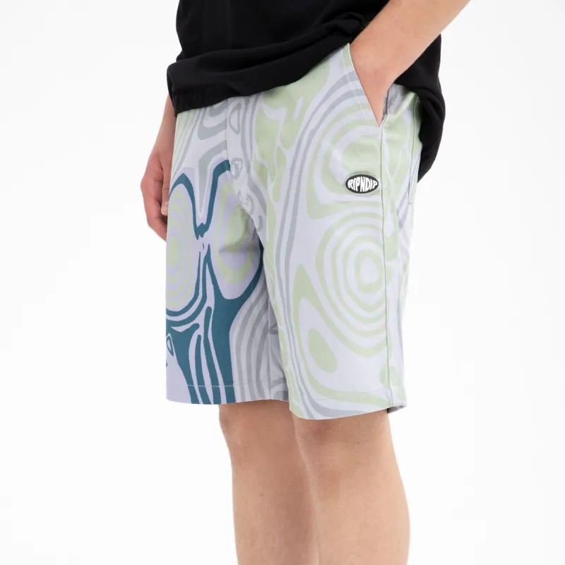Hypnotic Twill Shorts (Grey/Lavender/Neon) sold by Ripndip