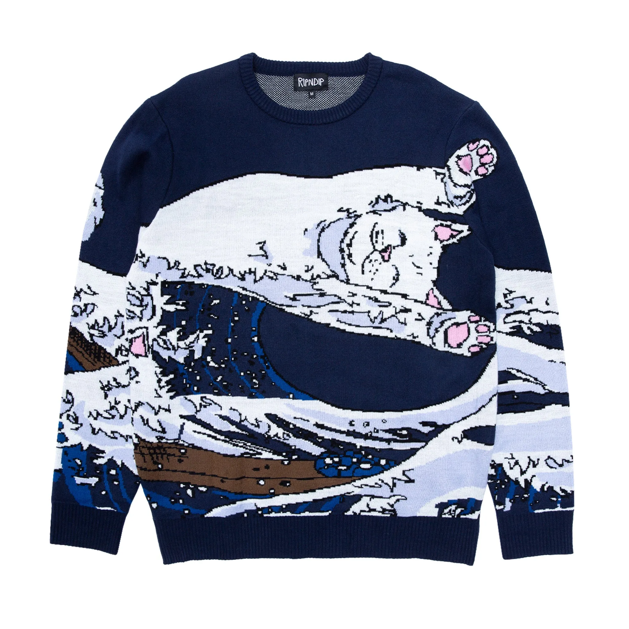 Great Wave Sweater (Navy) sold by Ripndip