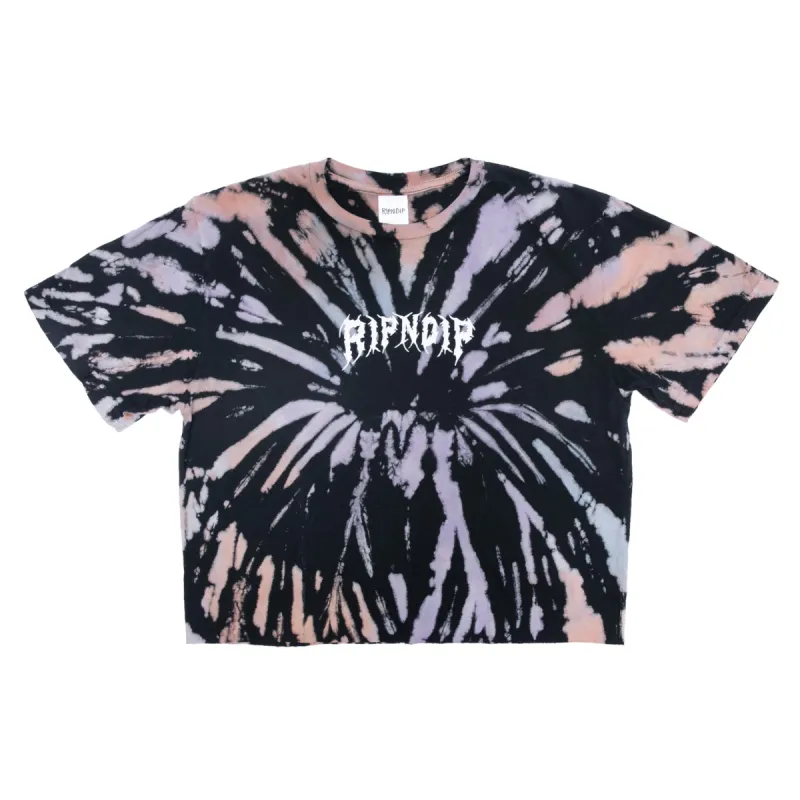 Nikola Crop Tee (Black/Peach/Purple Tie Dye) sold by Ripndip