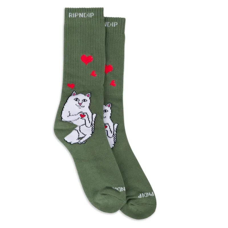 Nermal Love Socks (Olive) made by Ripndip