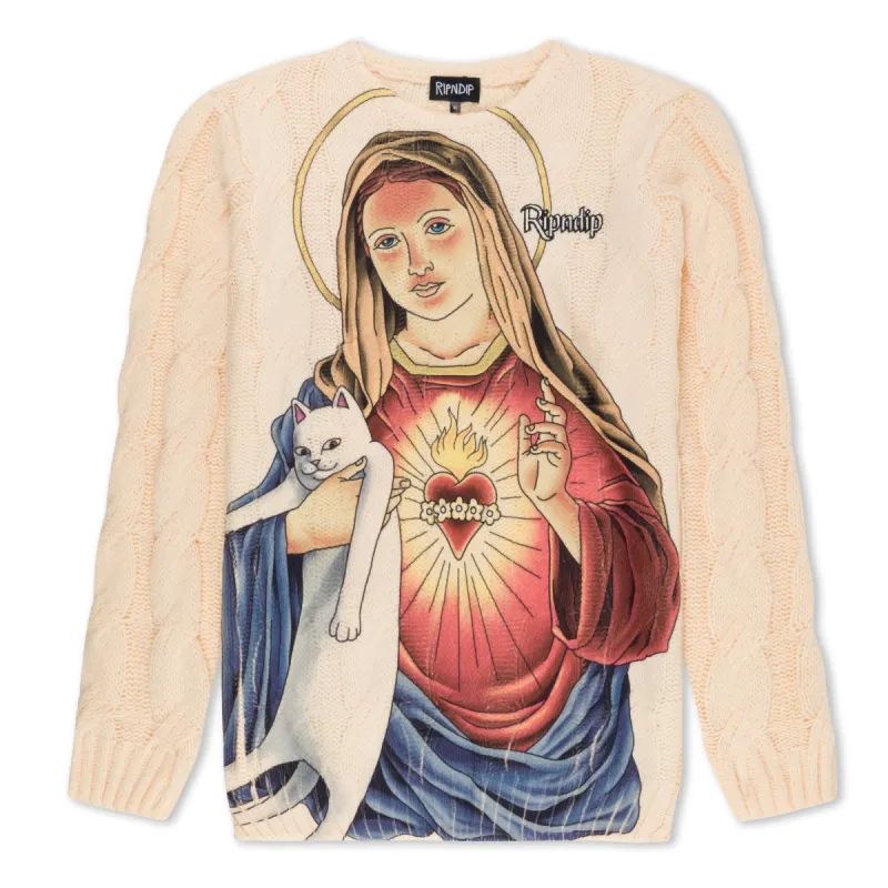 Mother Mary Cable Knit Sweater (Cream) sold by Ripndip