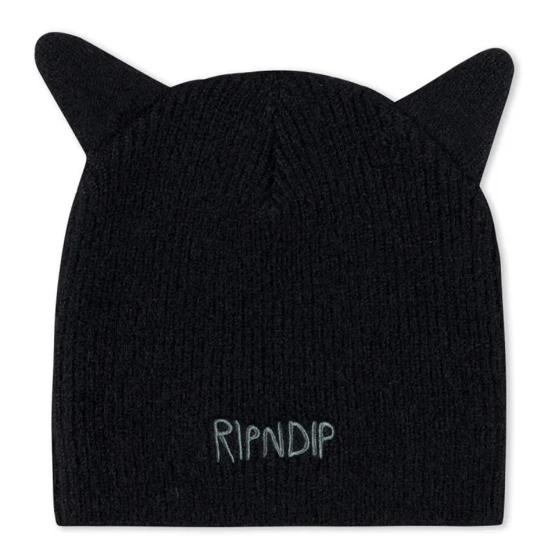 Kitty Ears Mohair Beanie (Black) made by Ripndip