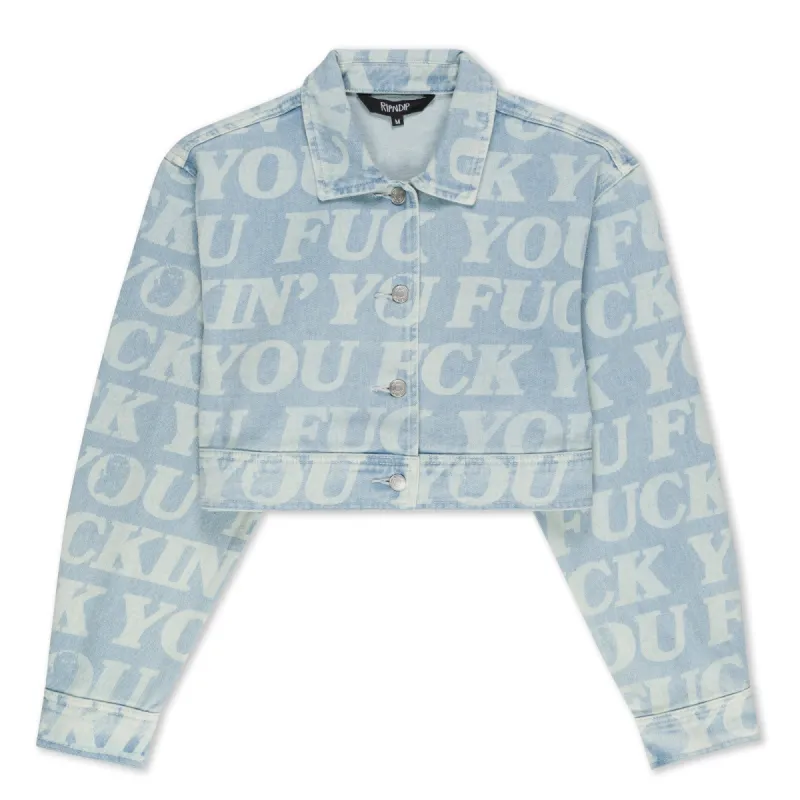 Fuckin Fuck Cropped Denim Jacket (Light Wash) sold by Ripndip