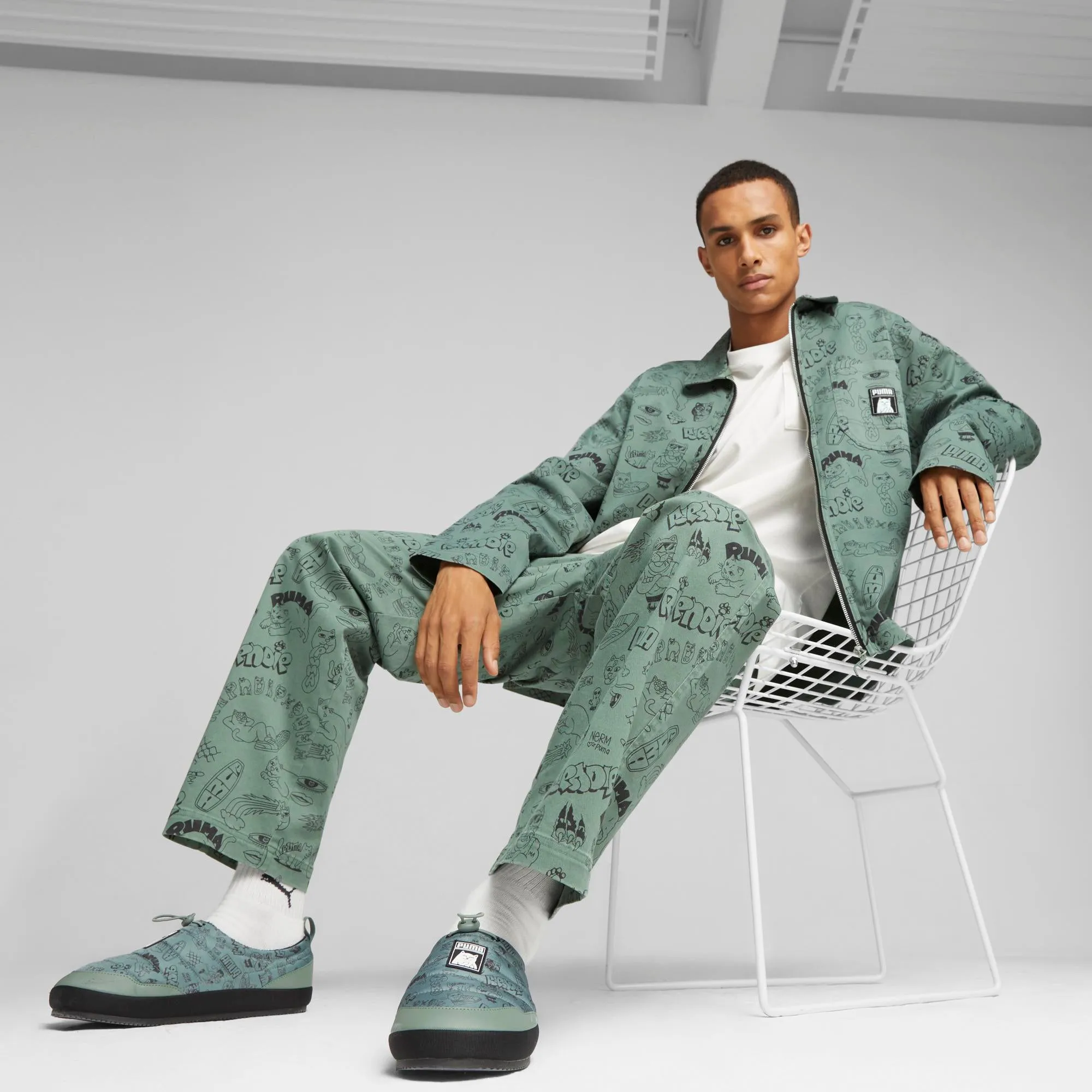PUMA X RIPNDIP AOP Twill Pants (Eucalyptus) sold by Ripndip product image thumbnail 3
