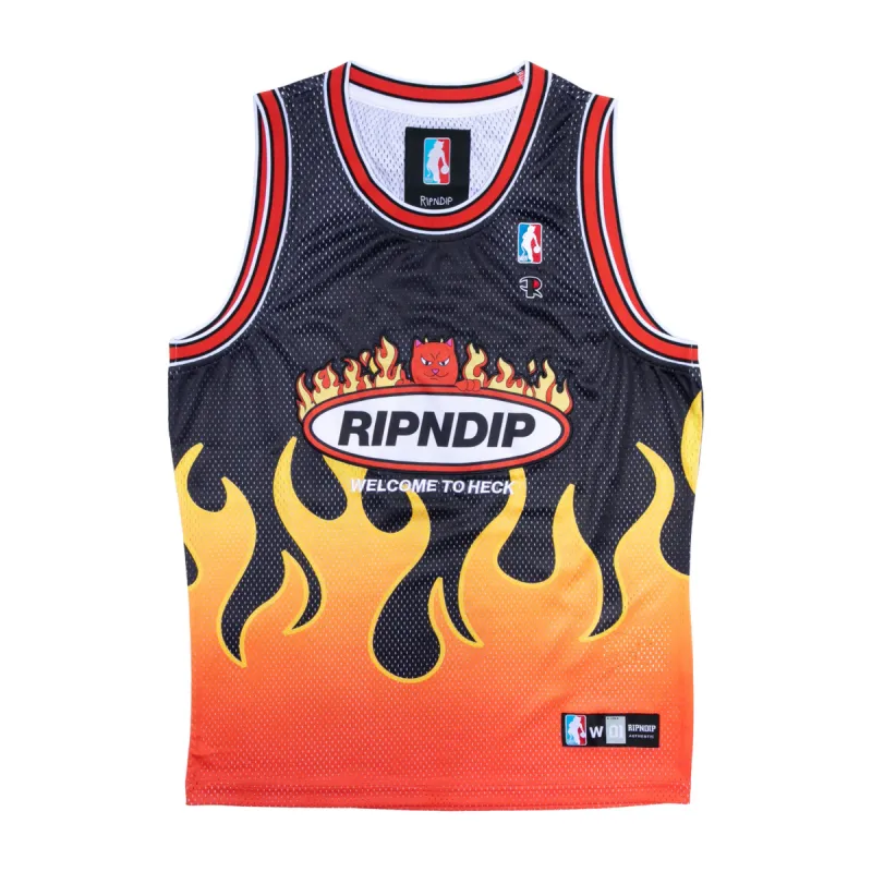 Welcome To Heck Basketball Jersey (Black) sold by Ripndip