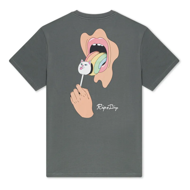 Lick Me Tee (Charcoal) 7.5oz sold by Ripndip