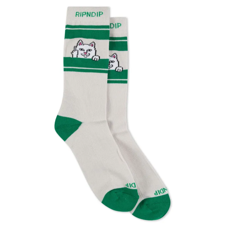 Peeking Nermal Socks (Grey/Green) sold by Ripndip