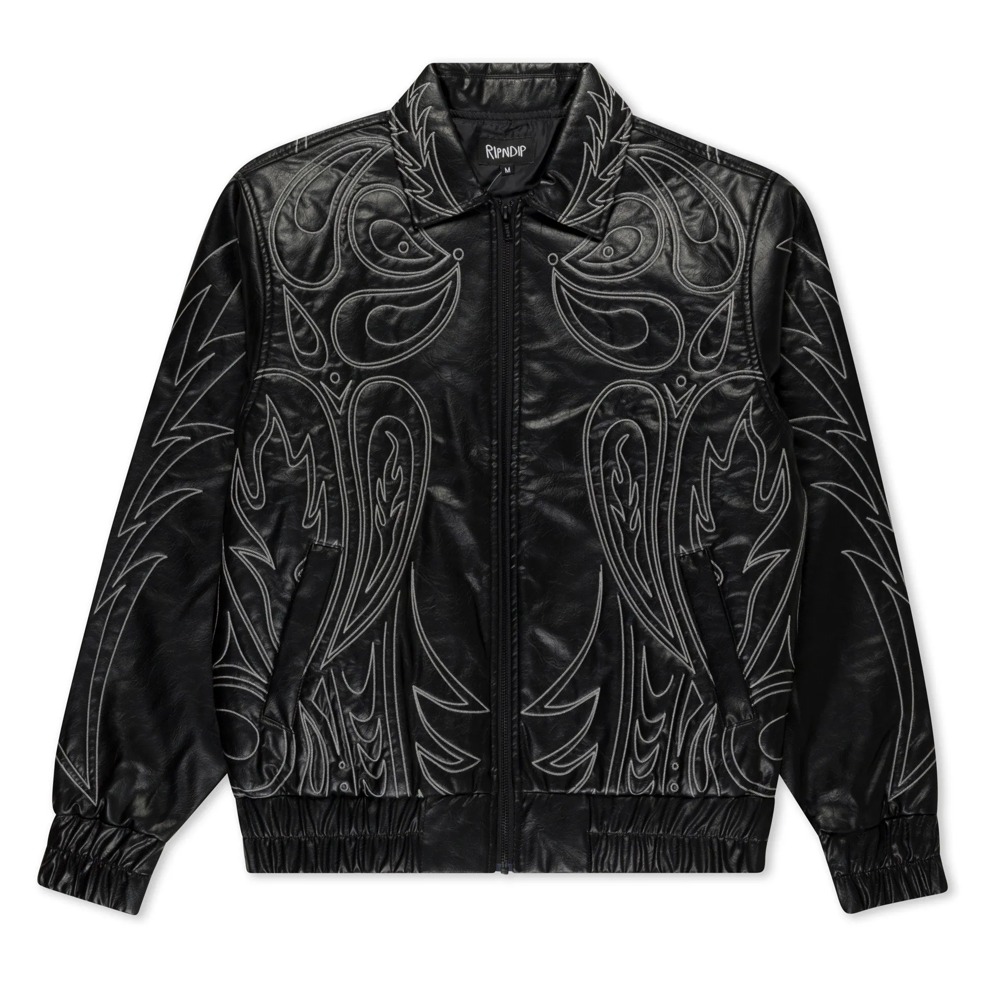 Howdy Leather Puffer Jacket (Black) sold by Ripndip