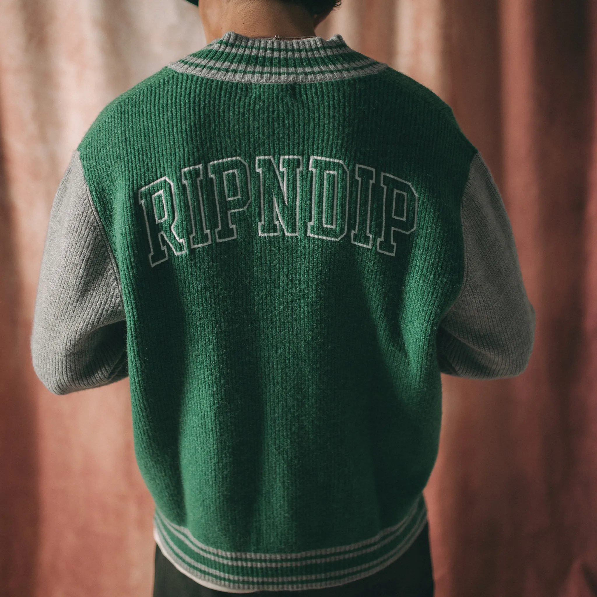 Team Spirit Varsity Cardigan (Green/Grey) sold by Ripndip product image thumbnail 2
