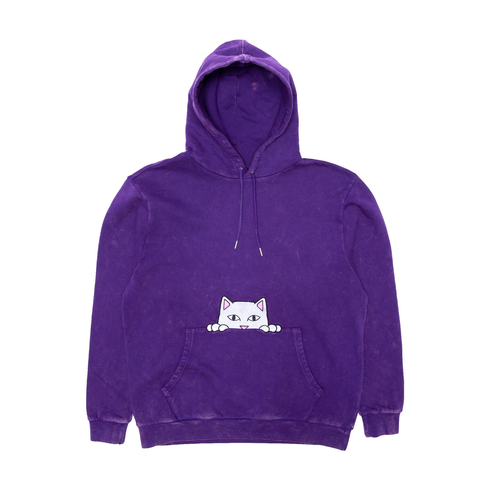 Peeking Nermal Embroidered Hoodie (Purple Mineral Wash) sold by Ripndip