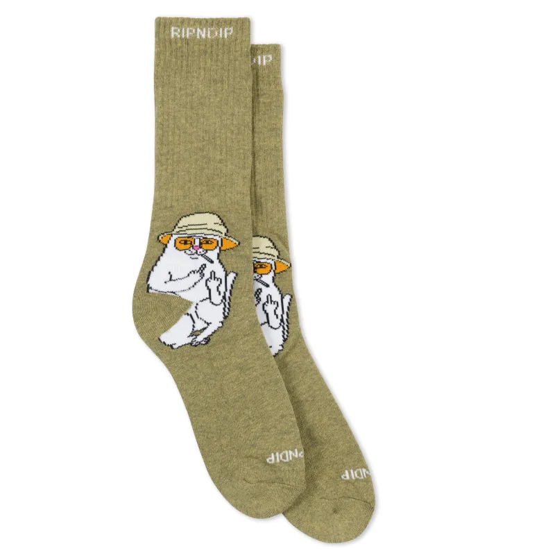 Nermal S Thompson Socks (Heather Olive) made by Ripndip
