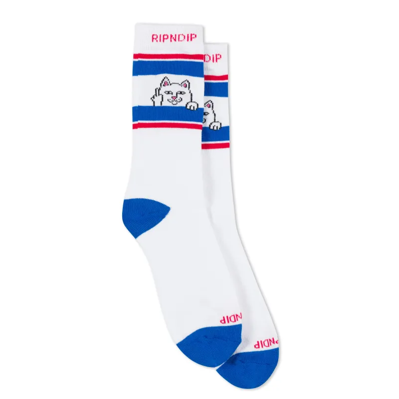 Peeking Nermal Socks (White/Blue) sold by Ripndip