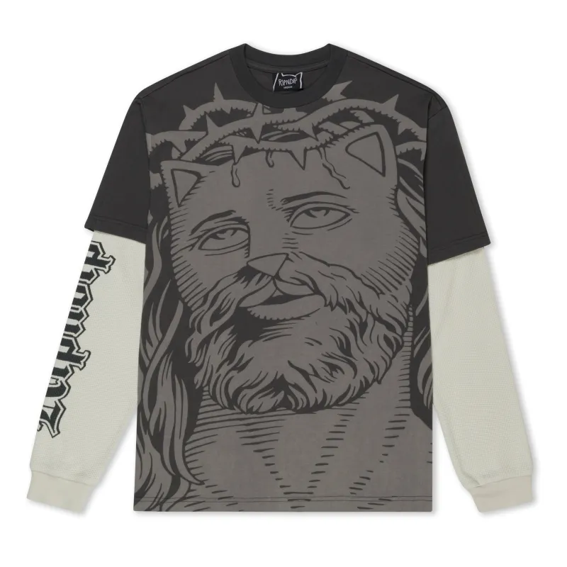 Lord Savior Double Long Sleeve Tee (Dark Charcoal) sold by Ripndip
