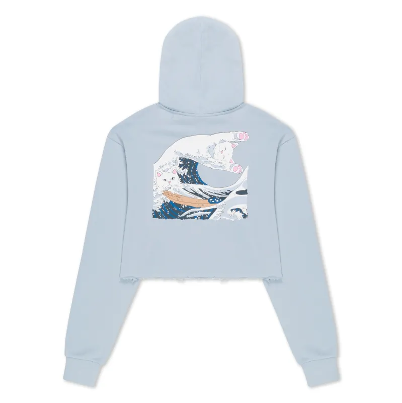 Great Wave Cropped Hoodie (Powder Blue) sold by Ripndip