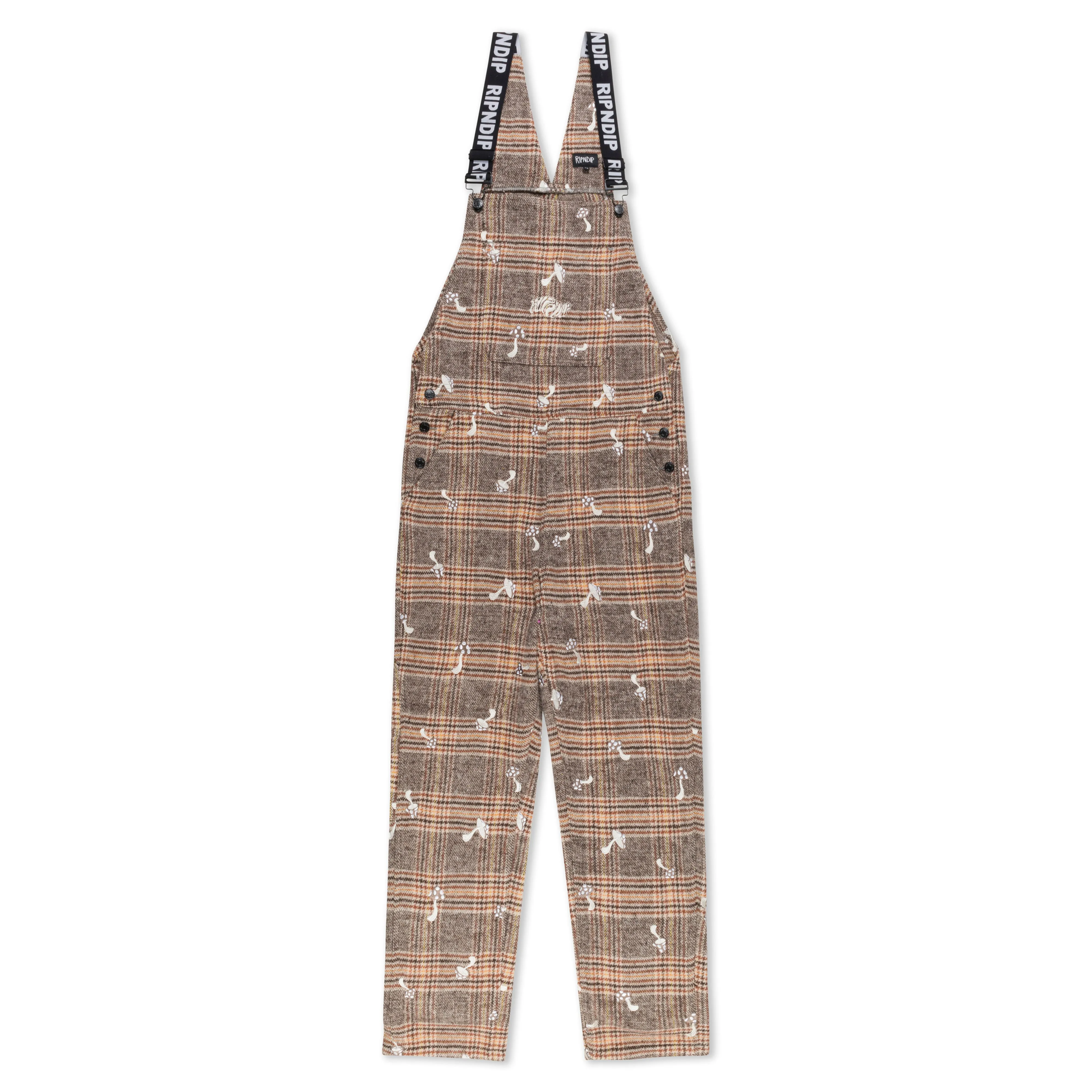 Euphoria Plaid Overalls (Brown Plaid) sold by Ripndip